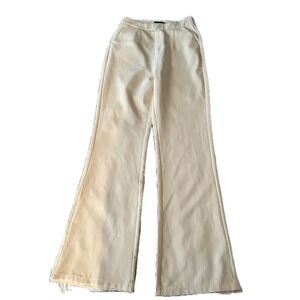 PRETTYLITTLETHING Cream Wide Leg Dress Pants High Waisted Trousers Size 6